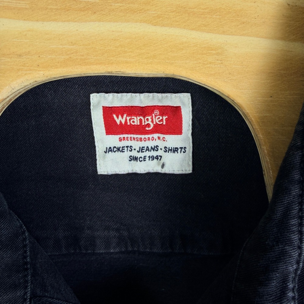 Wrangler Western Snap Shirt Men 2XL Black Pearl Snap Long Sleeve Pointed Yoke - Picture 2 of 6